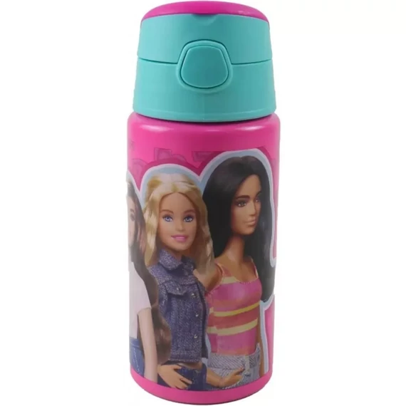 Barbie alumínium szívószálas kulacs akasztóval 500 ml